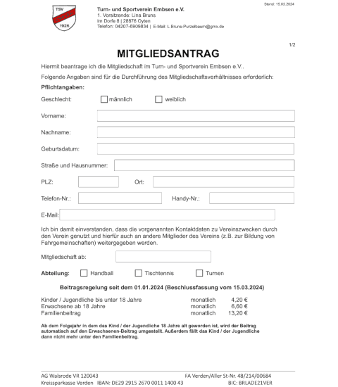 Mitgliedsantrag